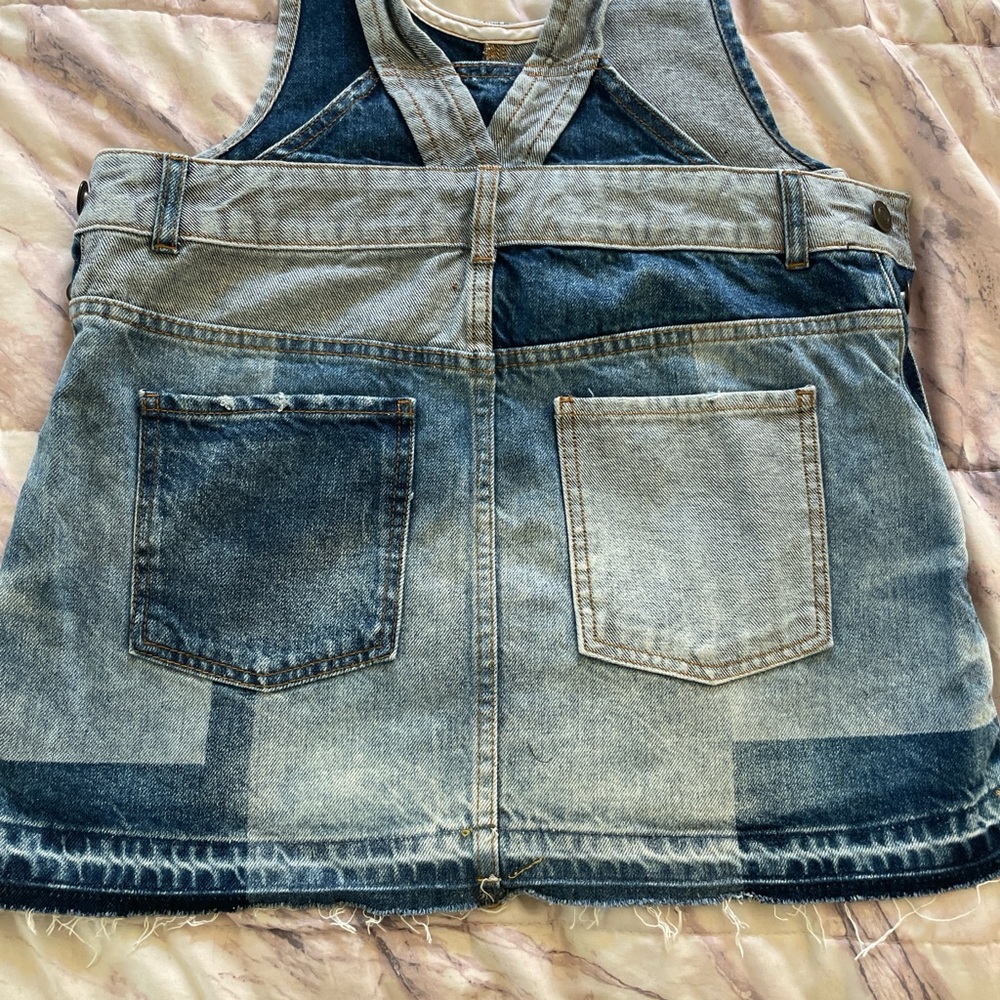 Free People Denim Overalls Dress with Patchwork Details - Picture 4 of 4